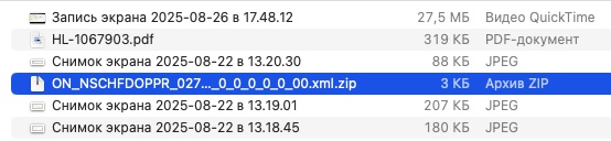 Выбор папки для сохранения файла в формате ZIP